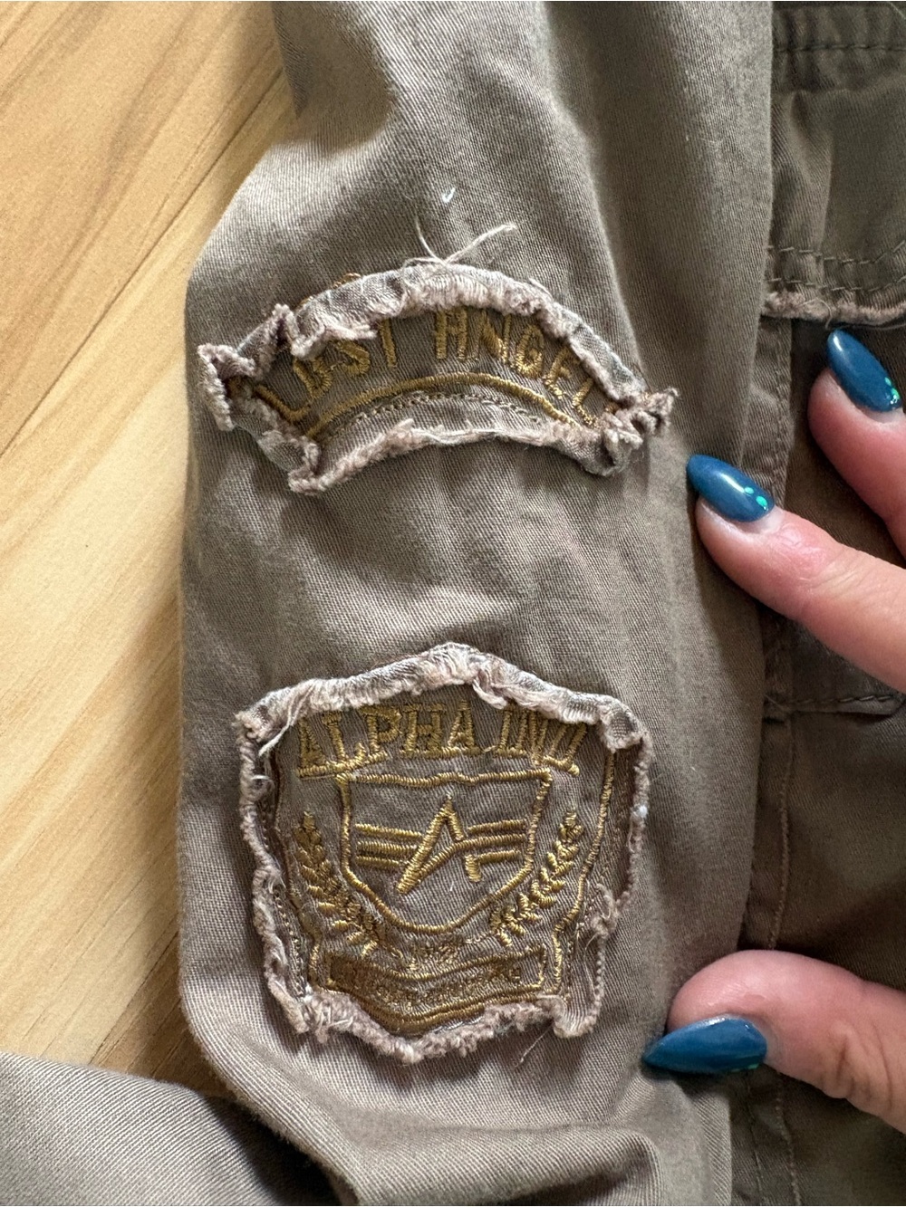 Alpha Industries Olive Jacket with Leopard Trim - Picture 4 of 5